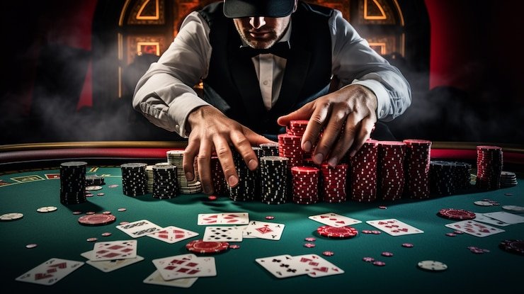 Nuansa meja kartu Teen Patti yang rapi